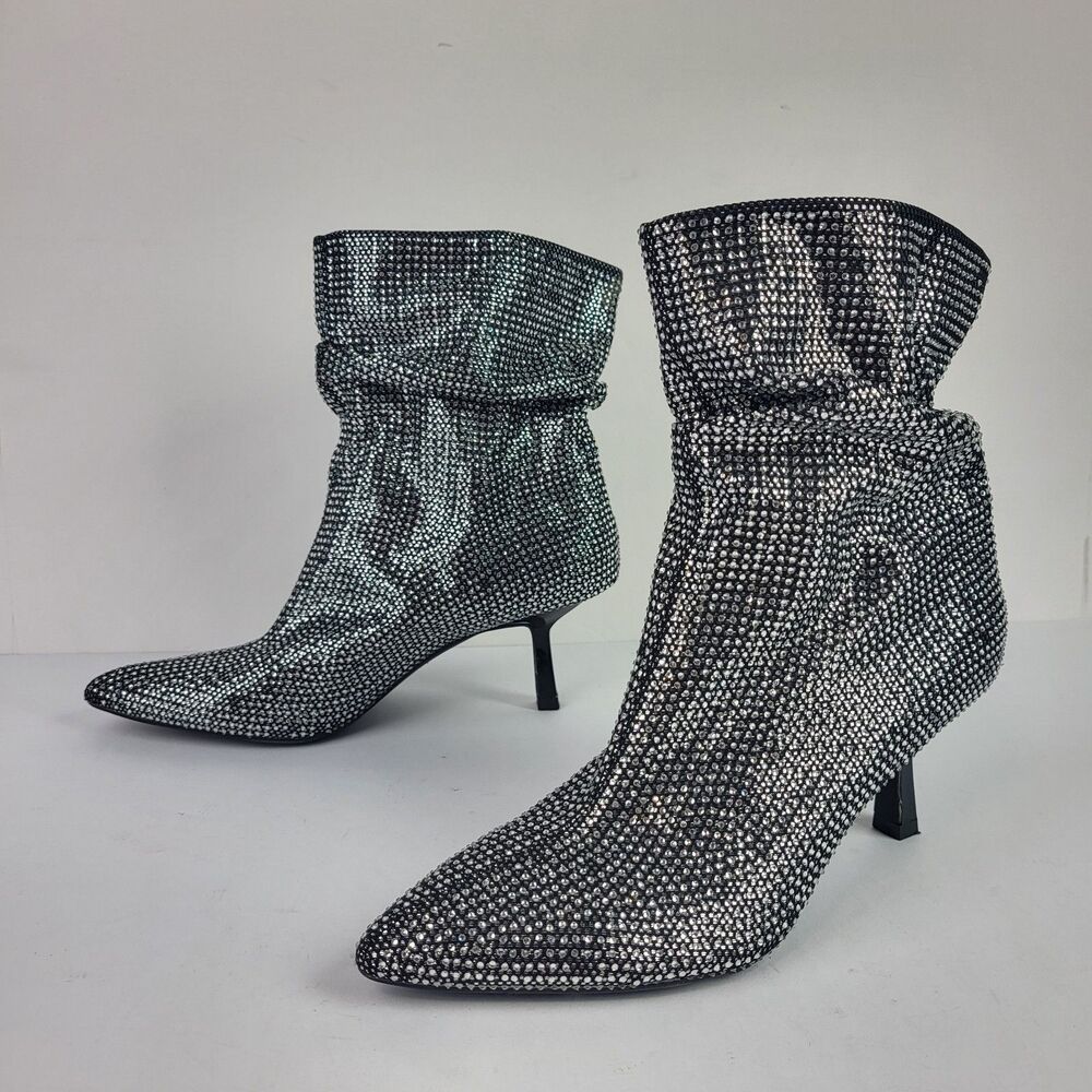 Open Edit Tilly Crystal Embellished Silver Evening Cocktail Ankle Boots 6.5M